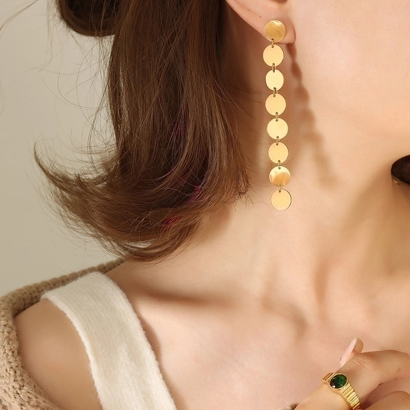1 Pair Exaggerated Streetwear Round Plating 304 Stainless Steel 18K Gold Plated Drop Earrings