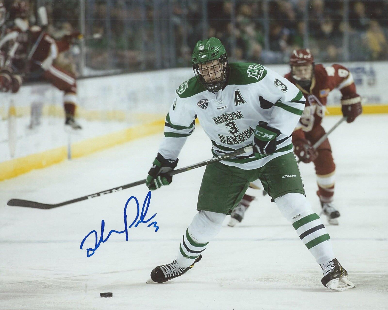 Tucker Poolman Signed 8×10 Photo Poster painting North Dakota Fighting Hawks Autographed COA B