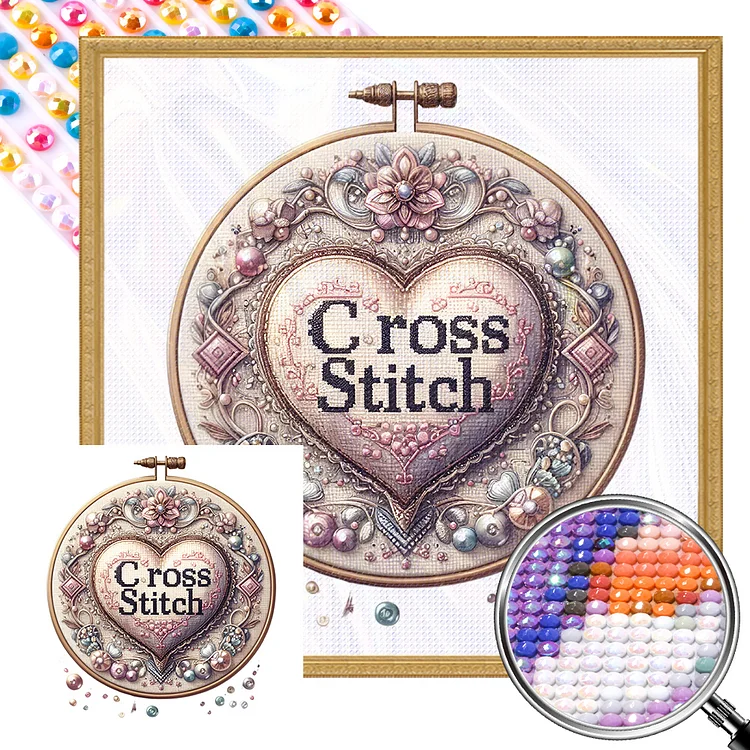 Cross-Stitch Heart 40*40CM (Canvas) Full AB Round Drill Diamond Painting gbfke