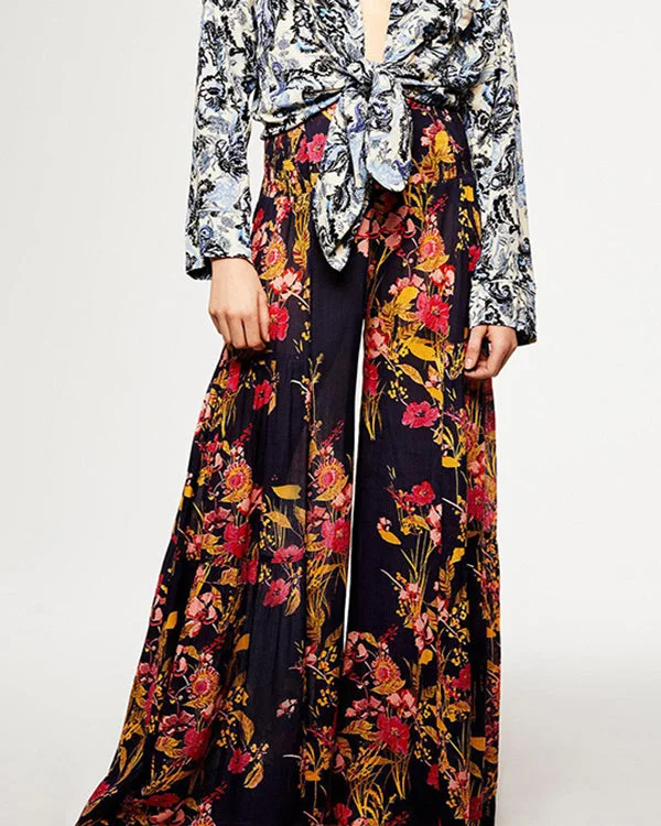 Loose Printed Casual Wide Leg Pants