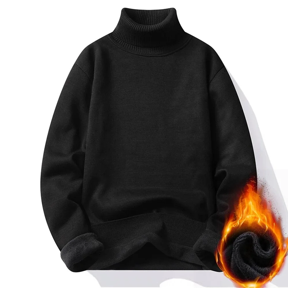 Aonga Autumn Outfits     Winter Men's Turtleneck Sweater Men's Knitting Pullovers Rollneck Knitted Sweater Warm Men Jumper Slim Fit Casual Sweater aonga