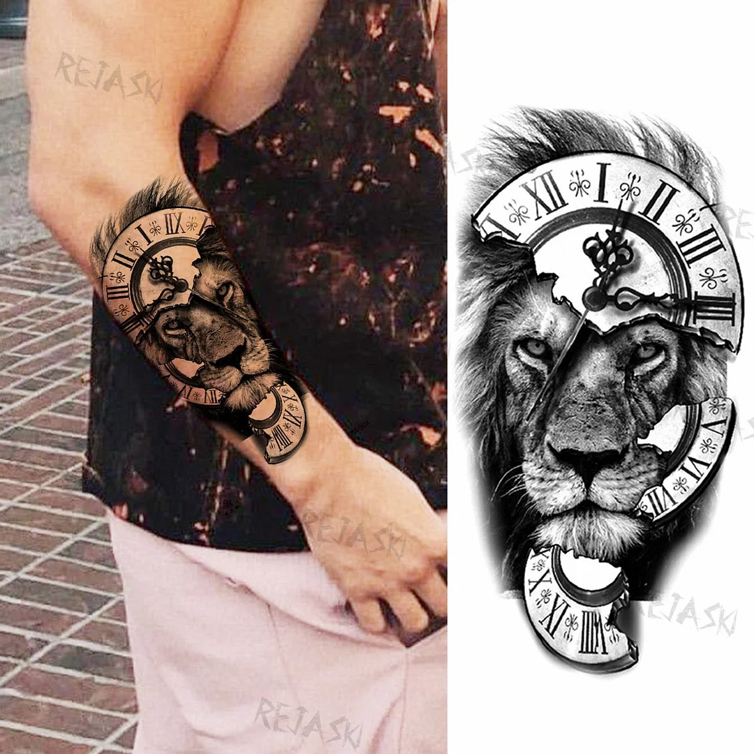 Gangster Wolf Temporary Tattoo For Women Men Death Skull Fake Tattoos Sticker DIY Harajuku Mermaid Waterproof Tatoo Body Art Arm