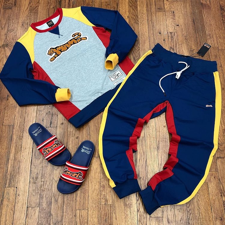 Colorful Tiger Print casual sweater suit