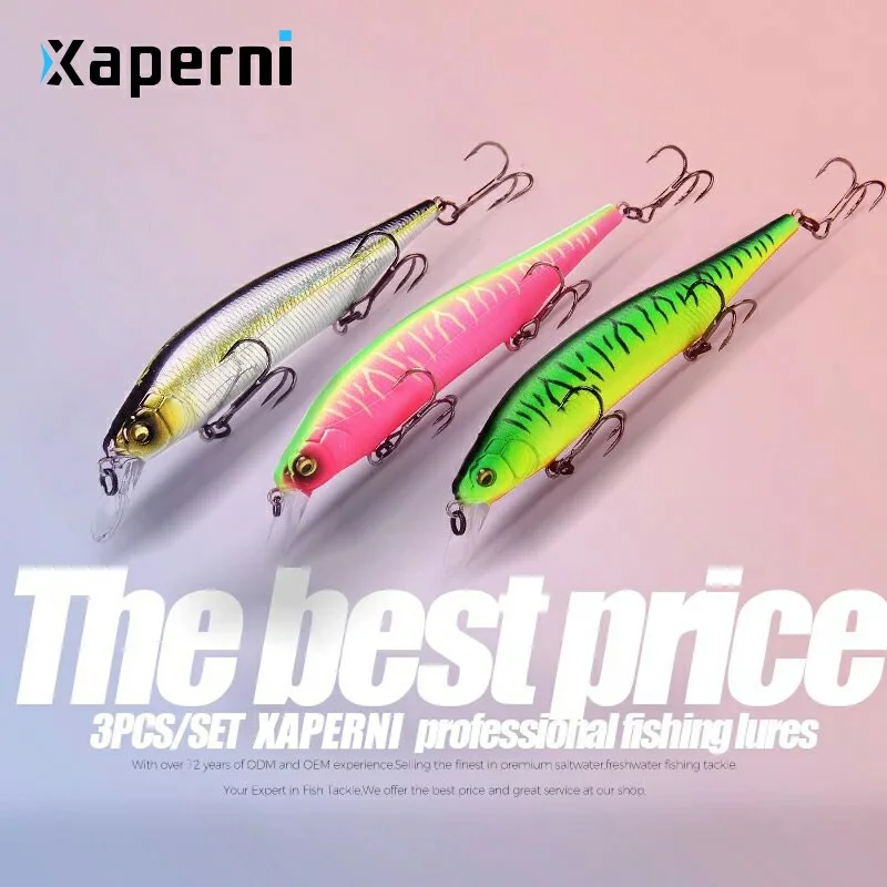 Xaperni 3Pcs per Set 115mm 15g Hot SP fishing lures assorted colors minnow crank Tungsten system wobbler model crank bait