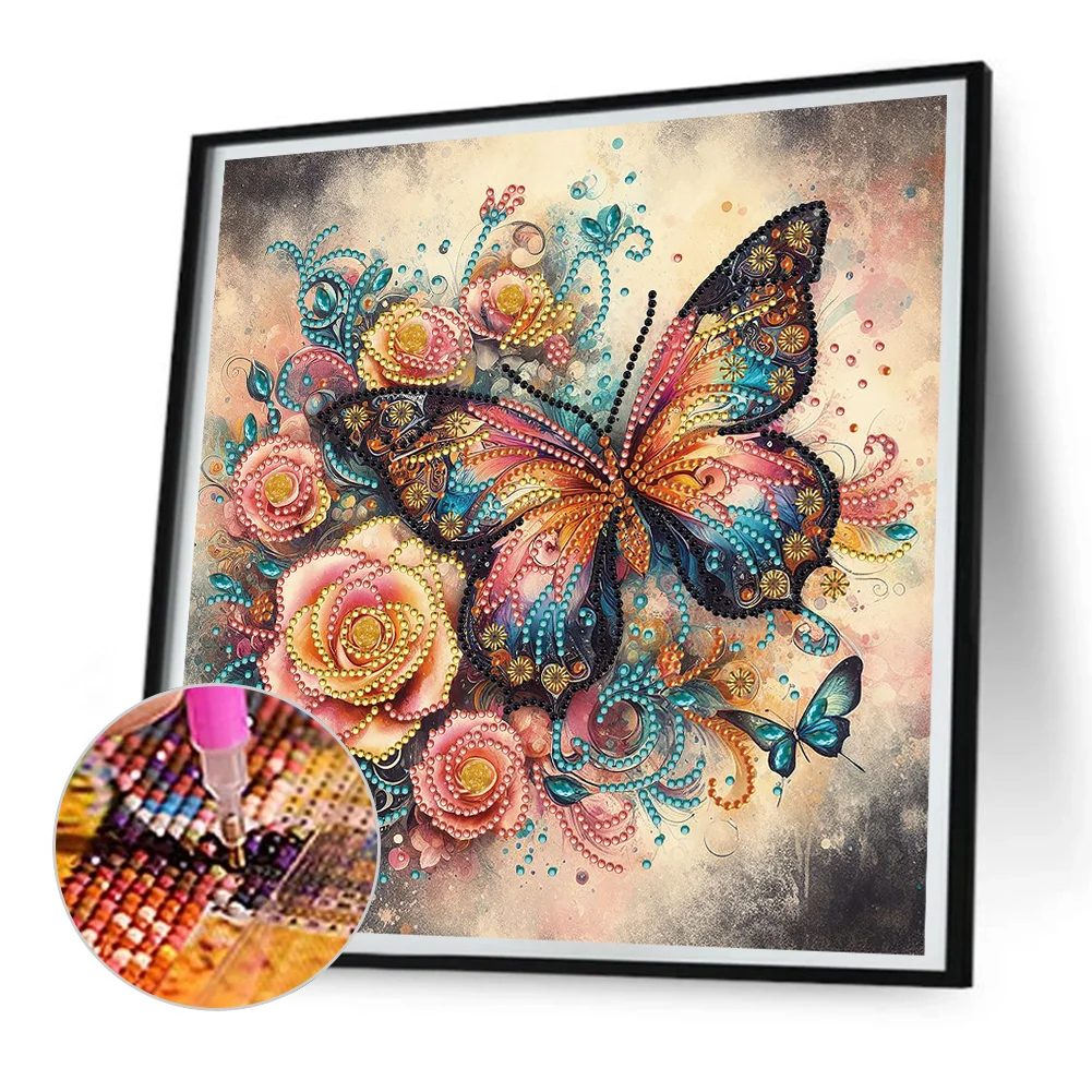 Diamond Painting - Partial Special Shaped Drill - Butterfly(Canvas|30*30cm)