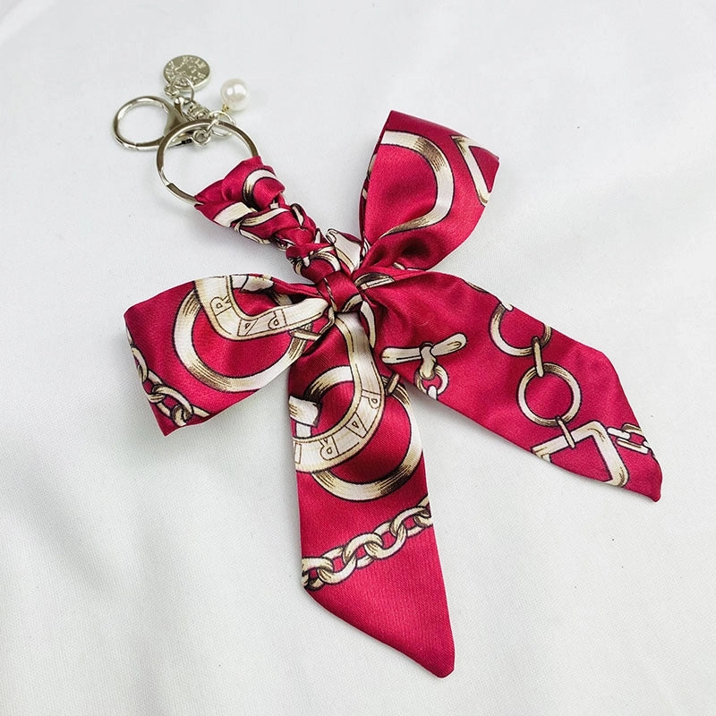 Sweet Minimalist Bow Knot Cloth Metal Unisex Bag Pendant Keychain