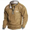 Men's Casual Stand Collar Pocket Sweatshirt