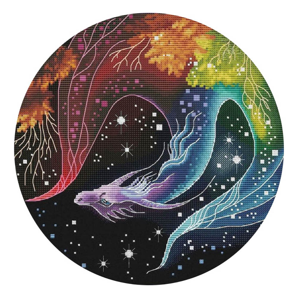 

Color Dragon - 11CT Stamped Cross Stitch - 50*50CM, 501 Original