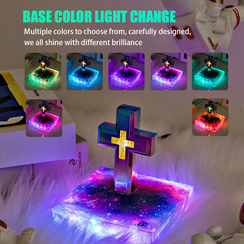 Magnetic Levitation Cross Table Lamp Base Colorful Light Changing Starry Sky Book Base