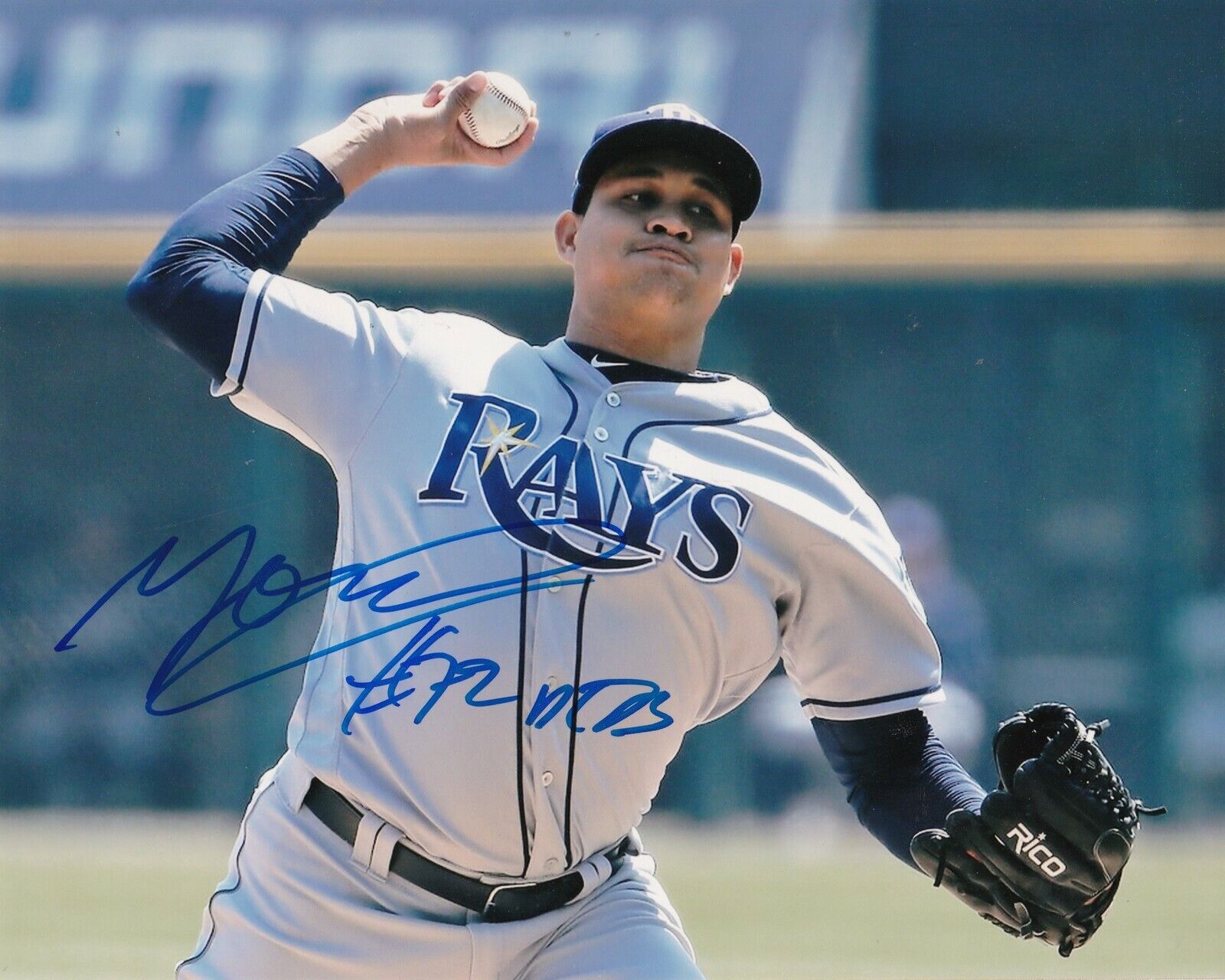 YONNY CHIRINOS TAMPA BAY RAYS ACTION SIGNED 8x10