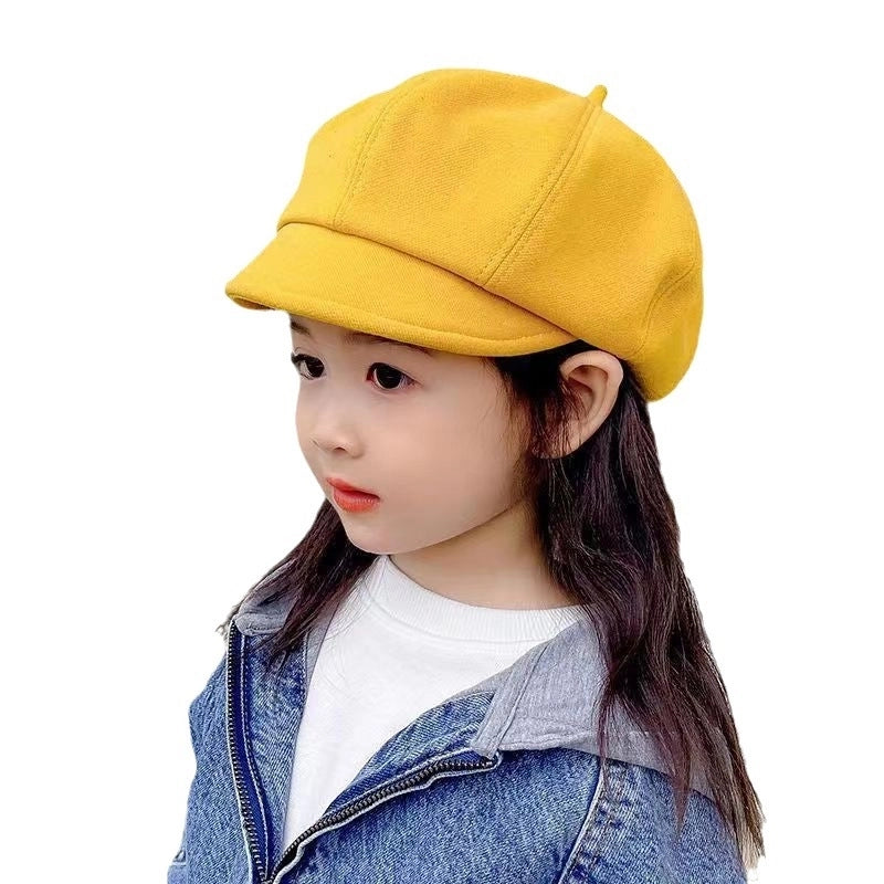 Korean-style Children's Hat Spring And Autumn Girls' Beret Octagonal Cap Female Baby Belle Cap Summer Fashion Painting