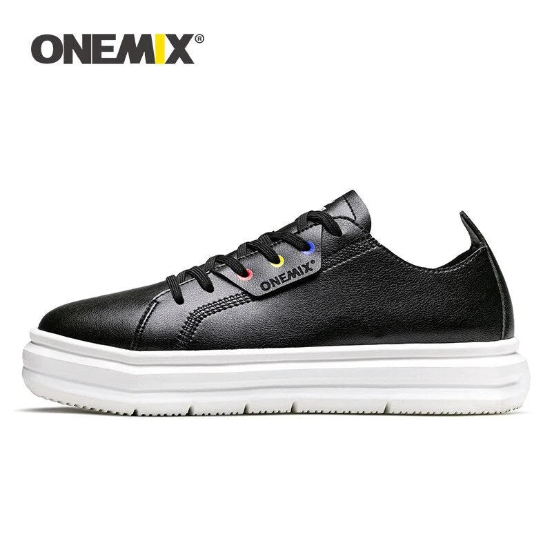 ONEMIX hot sale Casual Men Sneakers Leather Skateboarding Shoe Simple Comfortable Women Walking Flat Platform Shoes Loafers