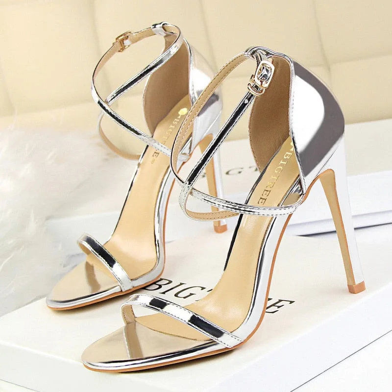 BIGTREE Shoes Buckle Strap High Heels 2022 New Women Heels Sandals Stiletto 11cm Sexy Heels Party Shoes Women Pumps Ladies Shoes