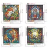 4pcs Diamond Painting -DIY Round Drill Fox Owl Lion Panda