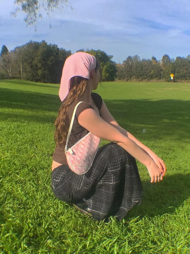 Rapcopter y2k Brown Crop Top Frill Cute Short Sleeve T Shirt O Neck Basic Harajuku Casual Tee Women Summer Chic Tshirt Retro New