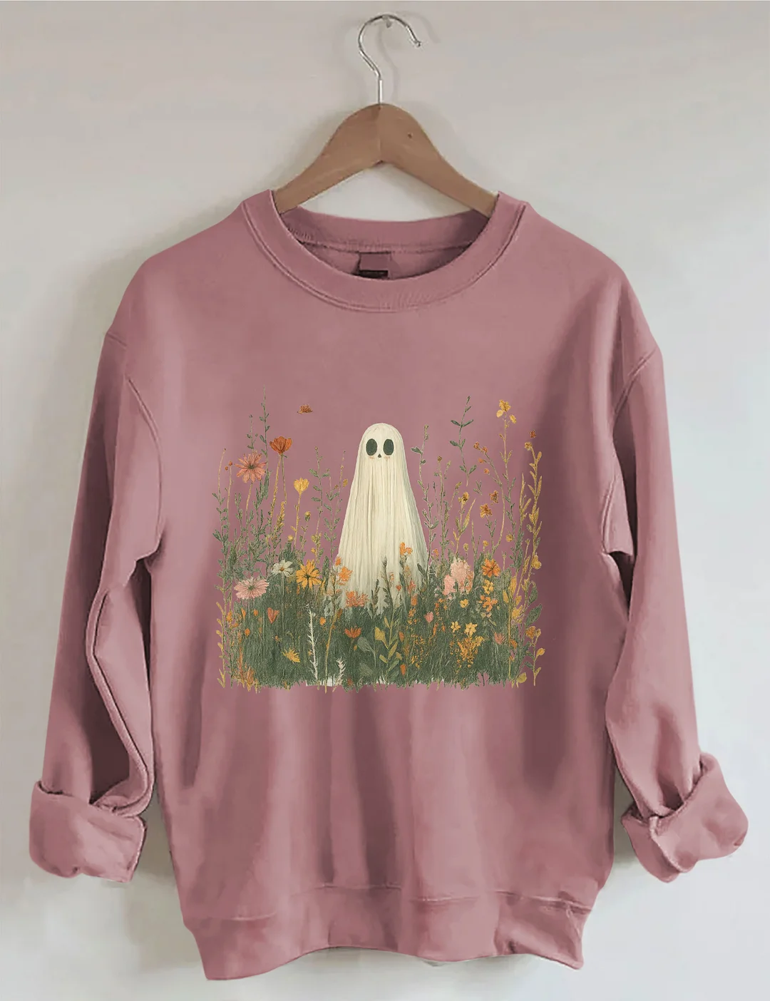 Retro Ghost In Wildflowers Sweatshirt