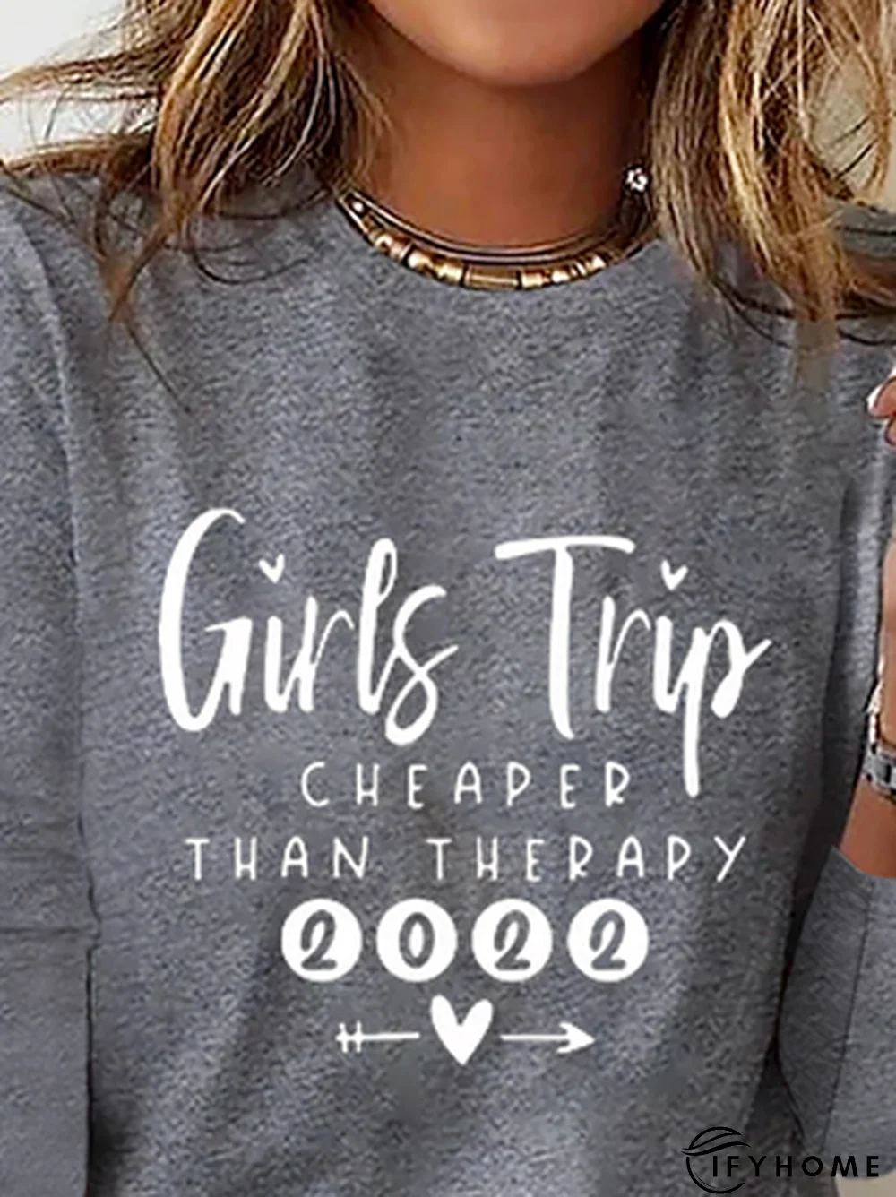 Casual Text Letters Autumn Micro-Elasticity Standard Long sleeve Crew Neck Regular Regular Size T-shirt for Women | IFYHOME