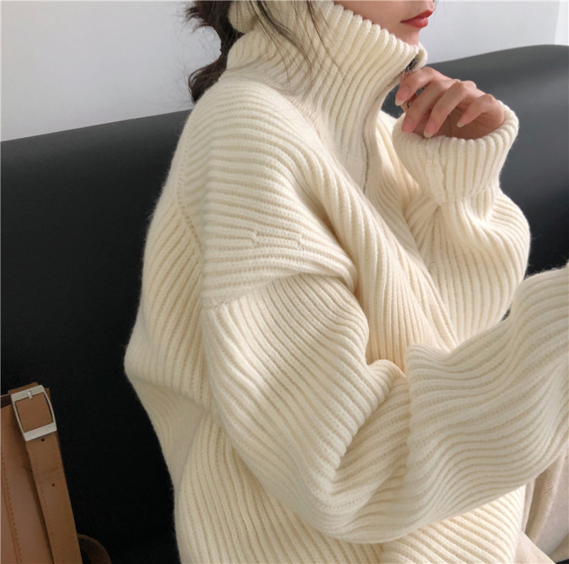  thdmladies Casual Loose-Fitting Turtleneck Sweater thedmladies