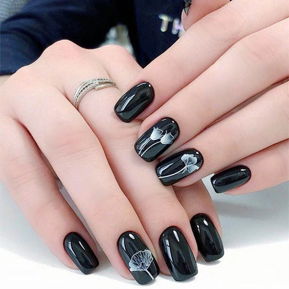 1 Sheet Embossed Nails Sticker 3D Flower Leaves Rose Pattern Adhesive Slider Decals for DIY Nail Art Tips Beauty Decoration-Nail Inspo