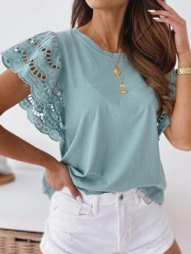 Women Half Sleeve V-neck Solid Color Dress