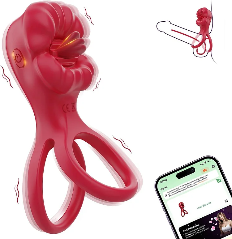 pearlsvibe -  App Control Vibrating Cock Rings With Tongue Licking Clitoral Stumilator