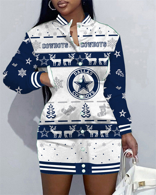 Dallas Cowboys Limited Edition Button Down Long Sleeve Jacket Dress