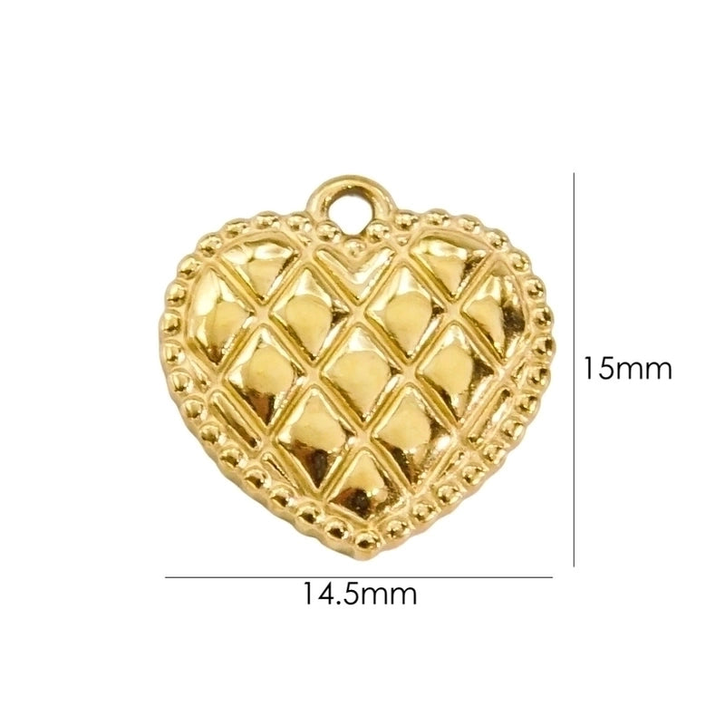 10 Pcs/Package 304 Stainless Steel 14K Gold Plated Heart Shape Pendant