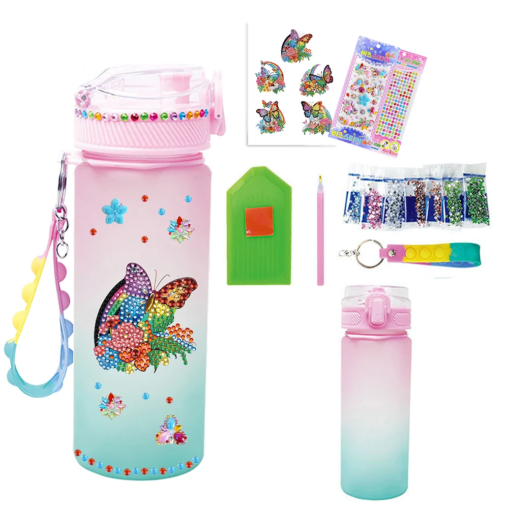 470ml DIY Rainbow Butterfly Diamond Painting Cup Kit Diamond Decorate Water Bottle DIY Art