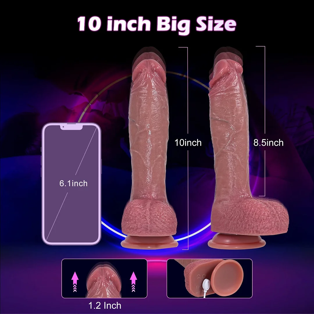 10 Inches Heating Thrusting Realistic Dildo Vibrator