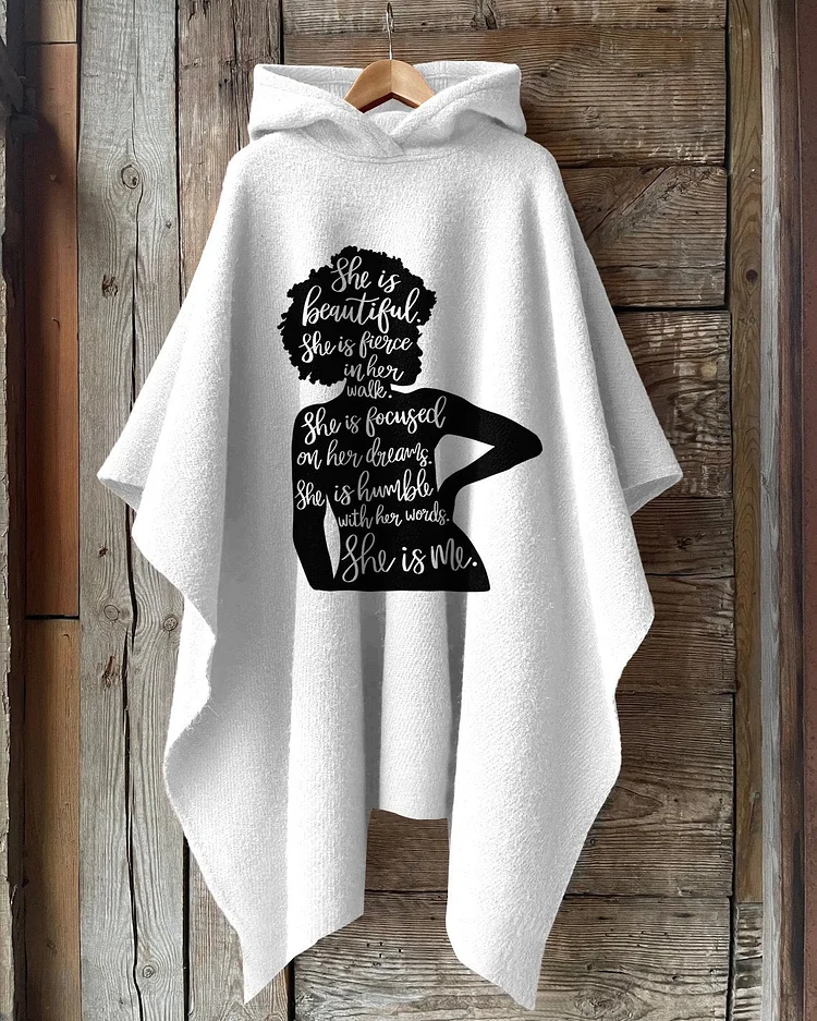 Strong Woman Hooded Warm Shawl Cape