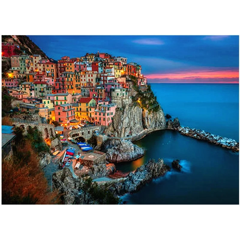 1000 Pieces Jigsaw Puzzle Adult Children Decompression Educational Toys DIY Manual Assembly Games Cinque Terre Night View