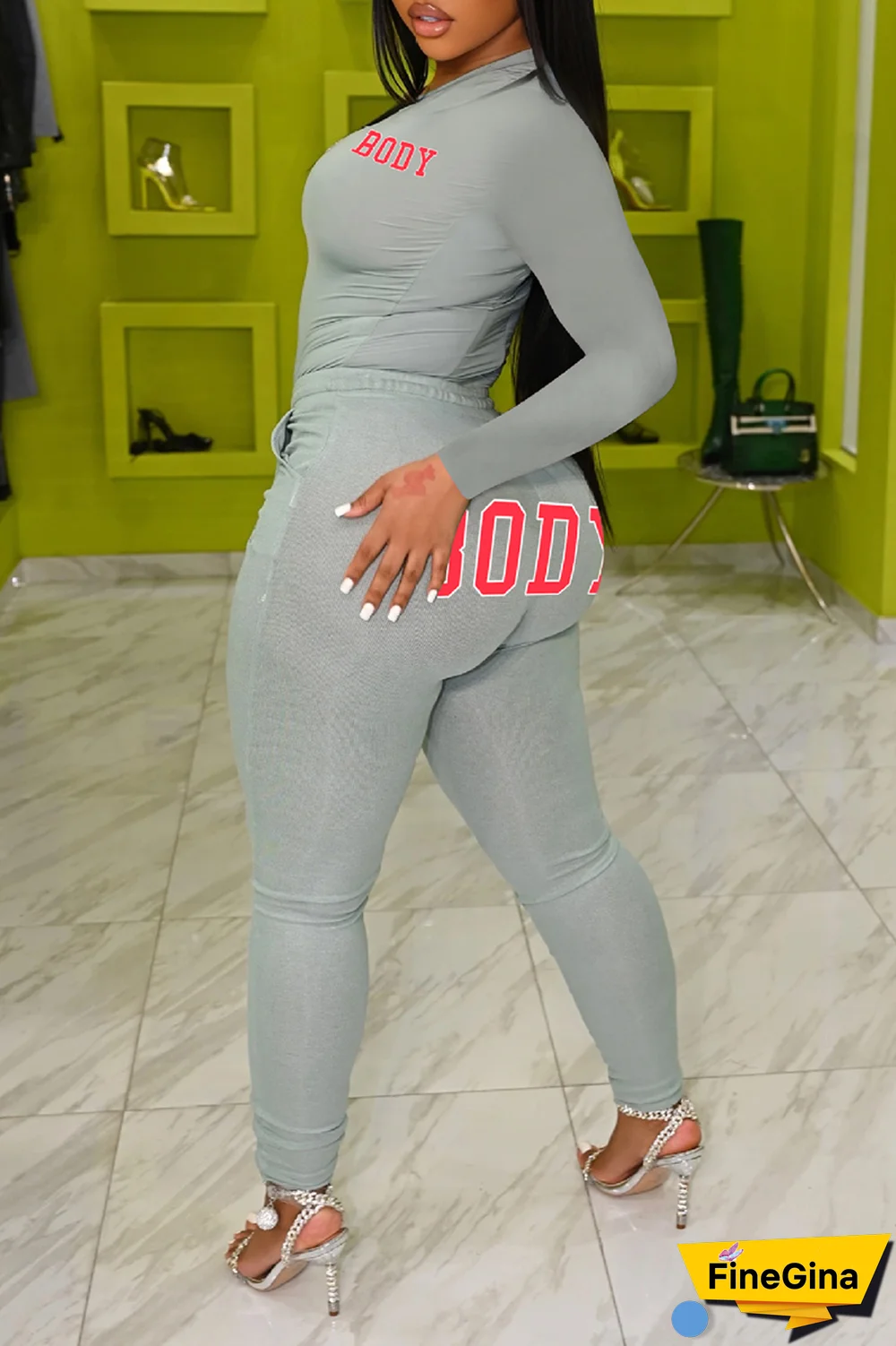 Pink Casual Print Patchwork O Neck Long Sleeve Two Pieces