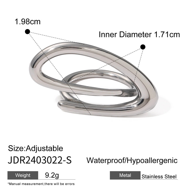 Exaggerated Artistic Geometric 304 Stainless Steel Layered Open Rings
