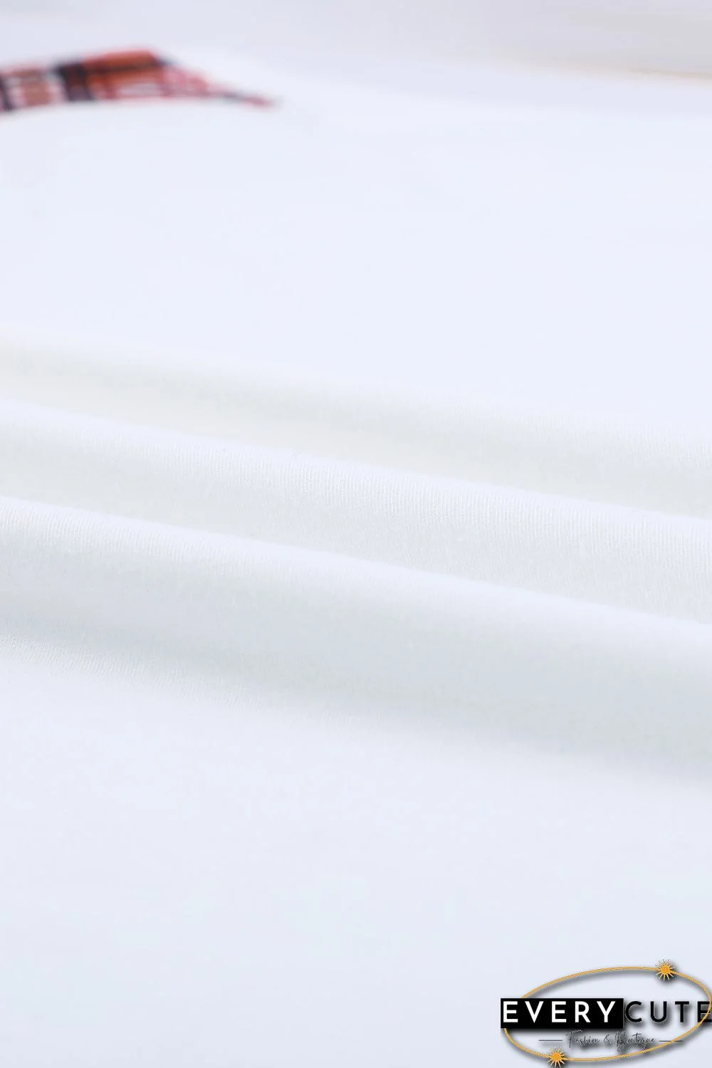 White Plaid Patchwork Long Sleeve Top with Cuff Bow