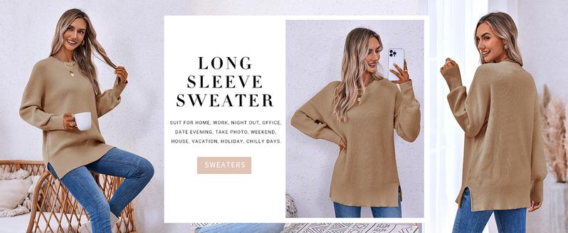 Ebifin Womens Oversized Tunic Sweaters Fall Slouchy Long Sleeve Ribbed Knit Side Slit Pullover Jumper Ebifin Womens Oversized Tunic Sweaters Fall Slouchy Long Sleeve Ribbed Knit Side Slit Pullover Jumper