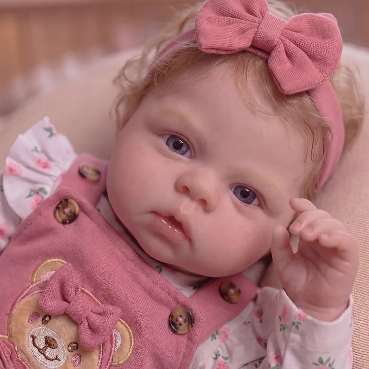Babeside Olin 20" Reborn Baby Girl Doll &ndash; Lifelike Vinyl Doll with Pink Bear Outfit & Headband