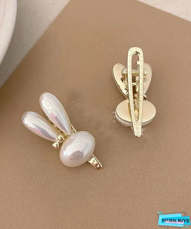Simple White A Pair Alloy Little Rabbit Hairpin