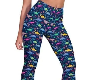 pornhint Pornhint Cute Dinosaur Leggings - Dinosaur Pattern Capri Leggings - Dinosaur Loungewear For Women - Leggings For Girls - Perfect Gift for Dino Lovers