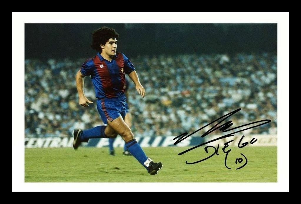 Diego Maradona - Barcelona Autograph Signed & Framed Photo Poster painting