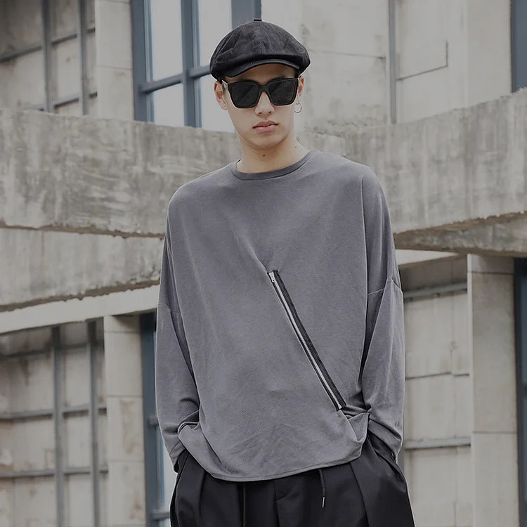 Dawfashion Techwear Streetwear-Japanese Dark Series Zippered Long-sleeved Shirts-Streetfashion-Darkwear-Techwear
