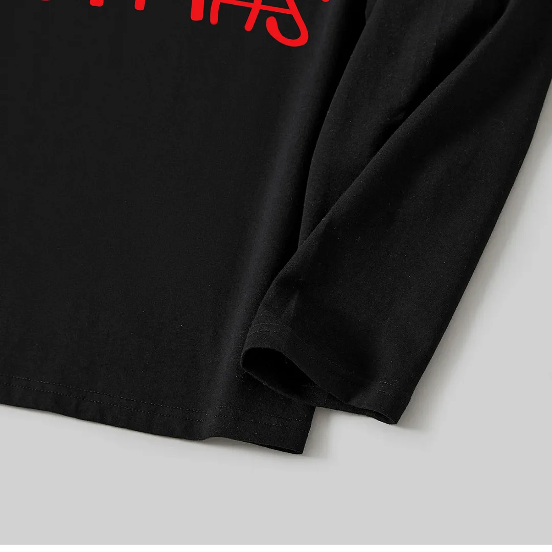 Christmas Excavator Print Black Long Sleeve Top with Red & White & Green Plaid Family Matching Pajamas