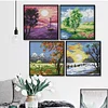 (4pcs) Seasons-14CT Stamped Cross Stitch 16*16cm(Bundle Sale)
