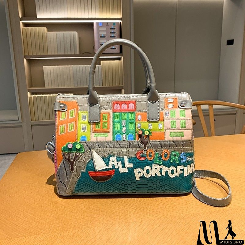 MidiSono - Women Fashion Retro Embroidery Large Capacity Messenger Bag