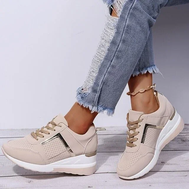 Orthopedic New Women Sneakers Lace-up Wedge Sport Design