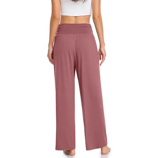 Buy THE GYM PEOPLE Women's High Waist Loose Comfy Wide Leg Palazzo