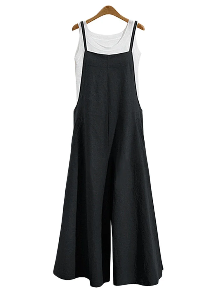 Casual Solid Color Spaghetti Strap Jumpsuits For Women socialshop