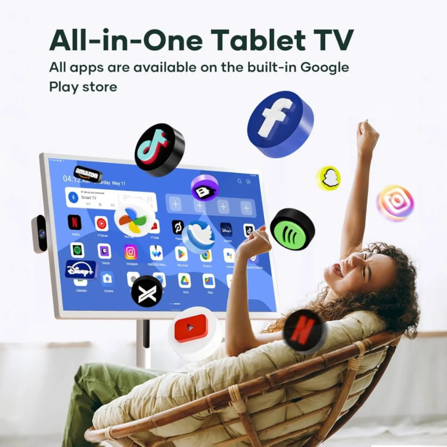 Android portable smart TV with entertainment and social apps