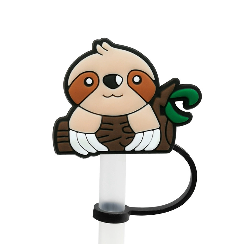 10 Pieces Cute Cartoon Silica Gel Straw Decorative Cap 1 Piece