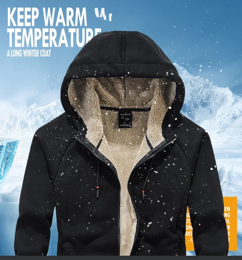 Men's Thick Lamb Wool Sports And Leisure Hooded Cardigan