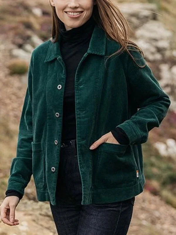 Short Casual Ladies Corduroy Jacket